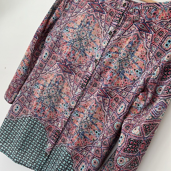 Maeve silk top, size 10, silk tunic, multicolor pattern blouse, Maeve cardigan - Picture 9 of 12